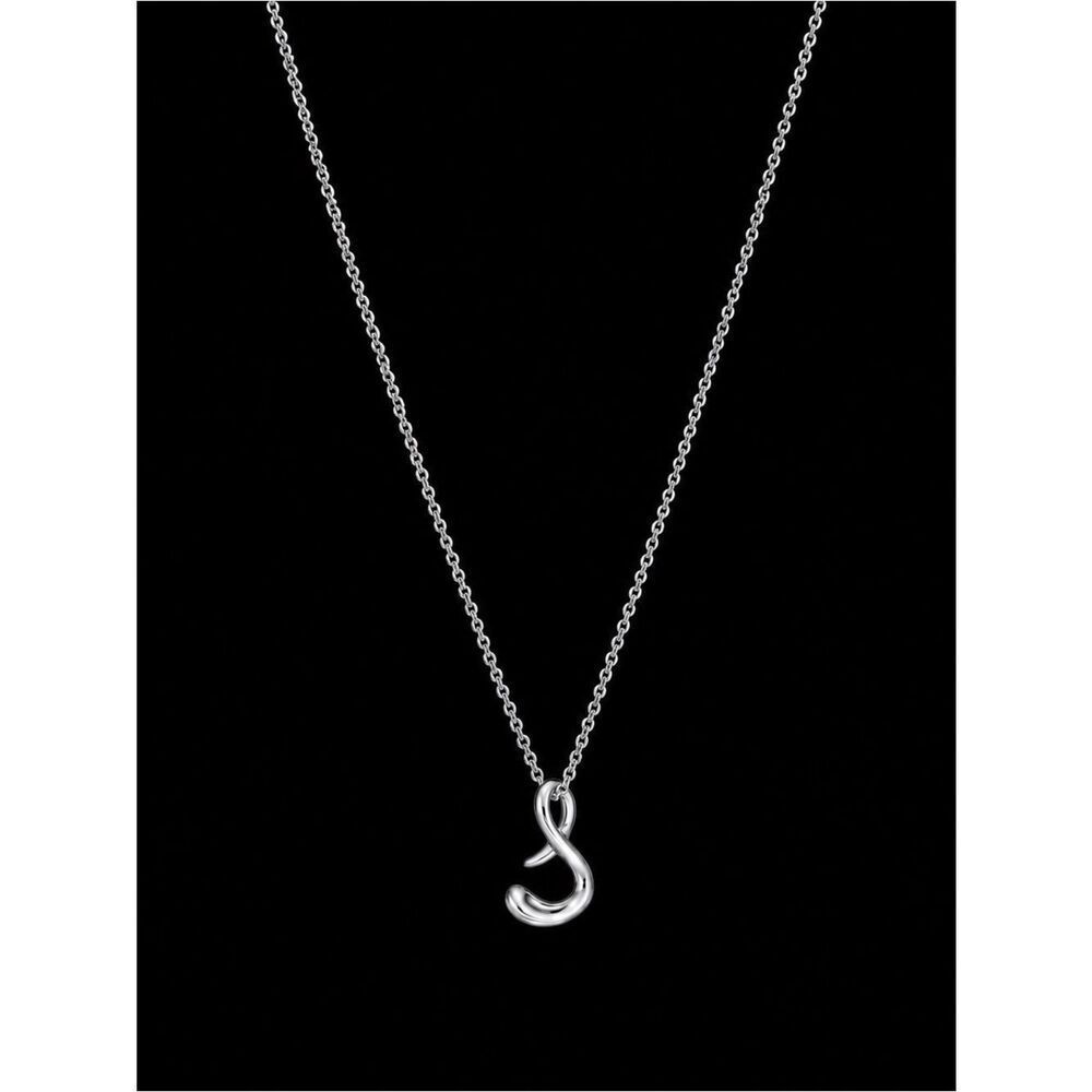 Tiffany & Co. Elsa Peretti Initial “S” Necklace 925 Sterling Silver Minimalist